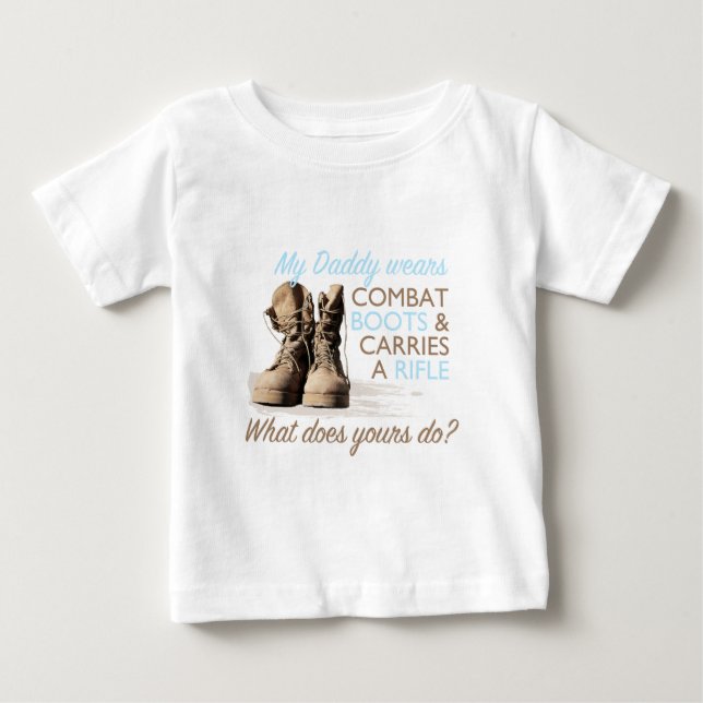 Camiseta De Bebé Mi papá lleva botas de combate (Anverso)
