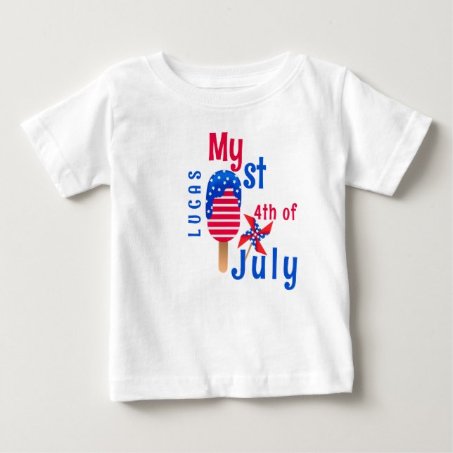 Camiseta De Bebé Mi Pequeño Niño Del 4 De Julio (Anverso)