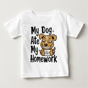 Camiseta De Bebé Mi perro se comió mi tarea