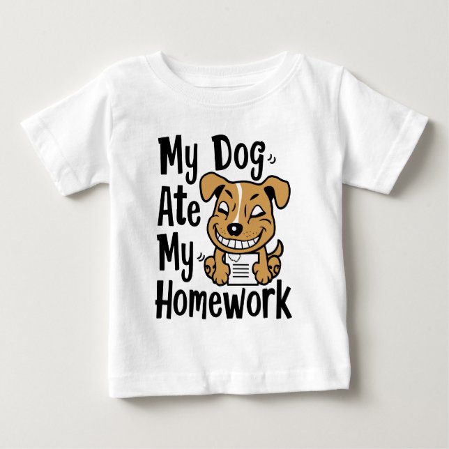 Camiseta De Bebé Mi perro se comió mi tarea (Anverso)