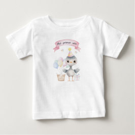 Camiseta De Bebé Mi primer año - Charabón en acuarela con gorrito