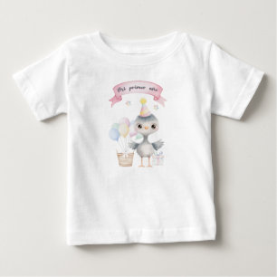 Camiseta De Bebé Mi primer año - Charabón en acuarela con gorrito