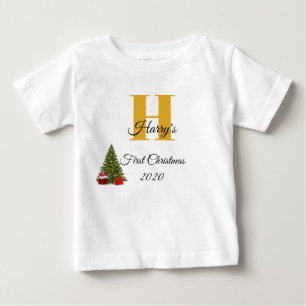 Camiseta De Bebé Mi primer árbol navideño navideño de oro editab