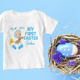 Camiseta De Bebé Mi primer bebé de Pascua lindo conejo azul