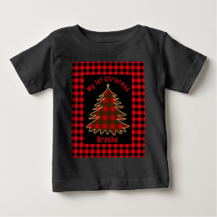 Camiseta De Bebé Mi primer bebé navideño Nombre árbol de navidad pa