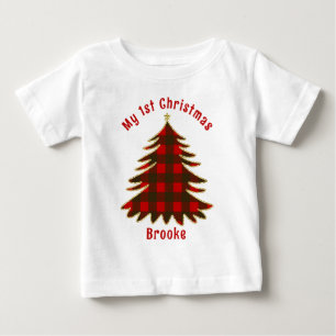 Camiseta De Bebé Mi primer bebé navideño Nombre árbol de navidad pa