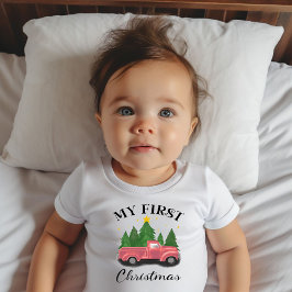 Camiseta De Bebé Mi primer camión de Navidad en acuarela