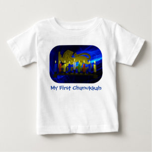 Camiseta De Bebé Mi primer Chanukkah Brass Lion Menorah