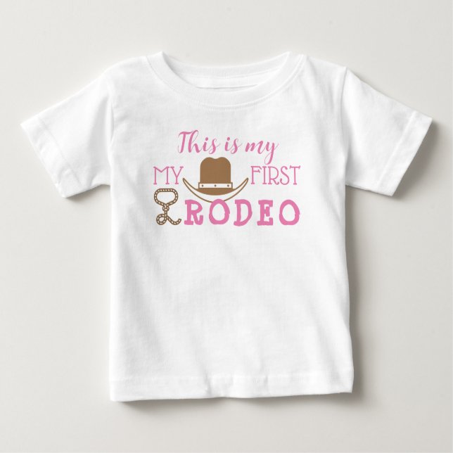 Camiseta De Bebé Mi primer Chica de cumpleaños de Rodeo Primer Cowb (Anverso)