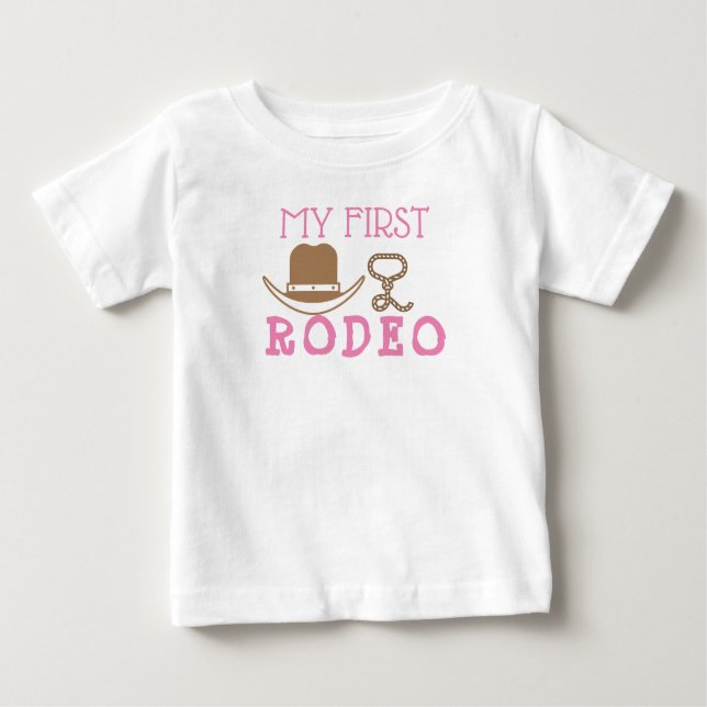 Camiseta De Bebé Mi primer Chica de cumpleaños de Rodeo Primer Cowb (Anverso)