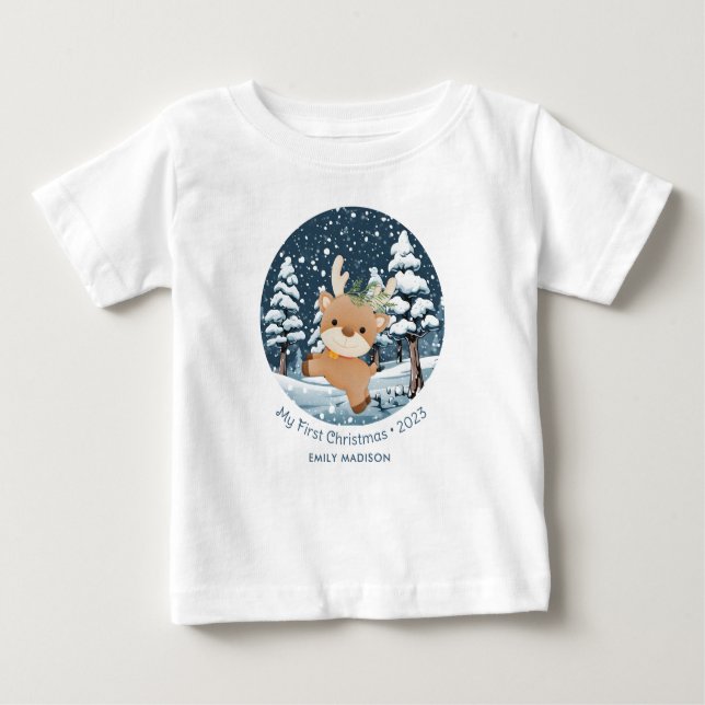 Camiseta De Bebé Mi primer ciervo navideño en nieve (Anverso)