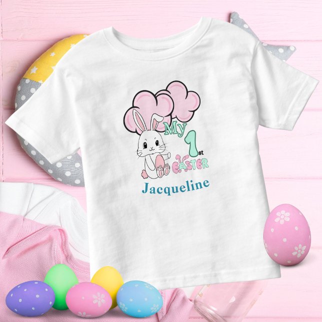 Camiseta De Bebé Mi primer conejo bebé rosado en Semana Santa (Subido por el creador)