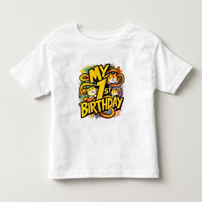 Camiseta De Bebé Mi primer cumpleaños con gatos (Anverso)