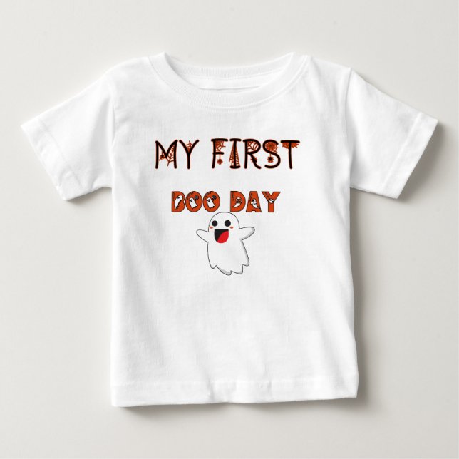 Camiseta De Bebé Mi primer día de boom: Halloween o cumpleaños  (Anverso)