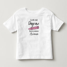 Camiseta De Bebé Mi Primer Día de Guardería, Crayón de Purpurina Ro