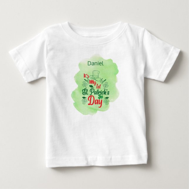 Camiseta De Bebé Mi Primer Día De Los Patrones Personalizado (Anverso)