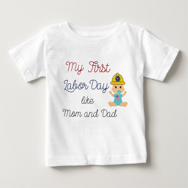 Camiseta De Bebé mi primer Día del Trabajo como mamá y papá (Anverso)