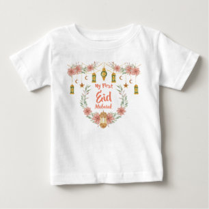 Camiseta De Bebé Mi primer Eid Mubarak Flores Lindas Lámpara Luna E