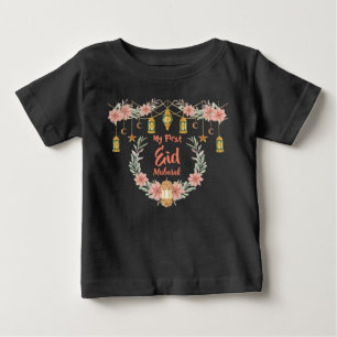Camiseta De Bebé Mi primer Eid Mubarak Lámpara de flores lindas Lun