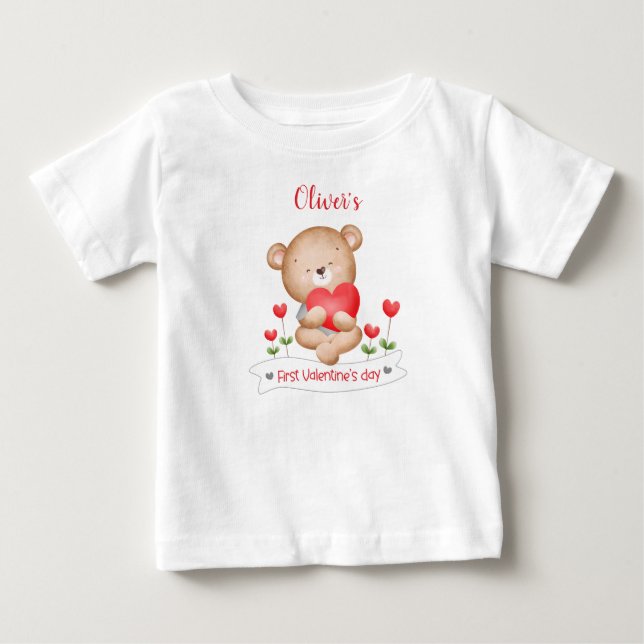 Camiseta De Bebé Mi primer El día de San Valentín Niño Personalizad (Anverso)
