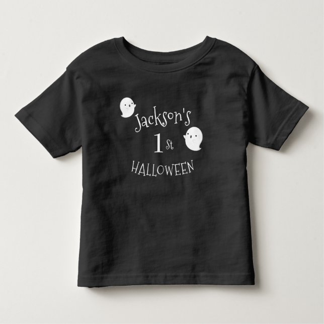 Camiseta De Bebé Mi primer fantasma negro y blanco de Halloween per (Anverso)