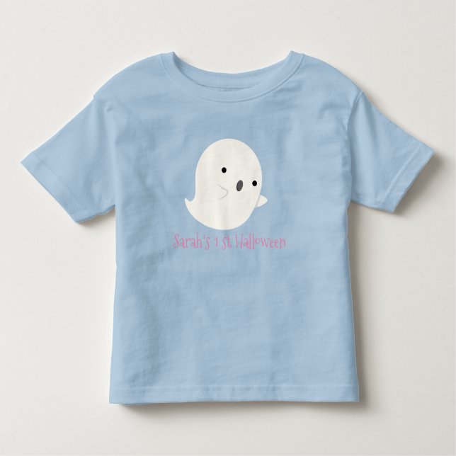 Camiseta De Bebé Mi primer fantasma rosa y azul de Halloween person (Anverso)