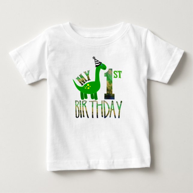Camiseta De Bebé Mi primer Fiesta de dinosaurios de cumpleaños (Anverso)