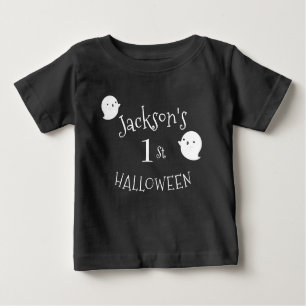Camiseta De Bebé Mi primer Halloween blanco y negro personalizado