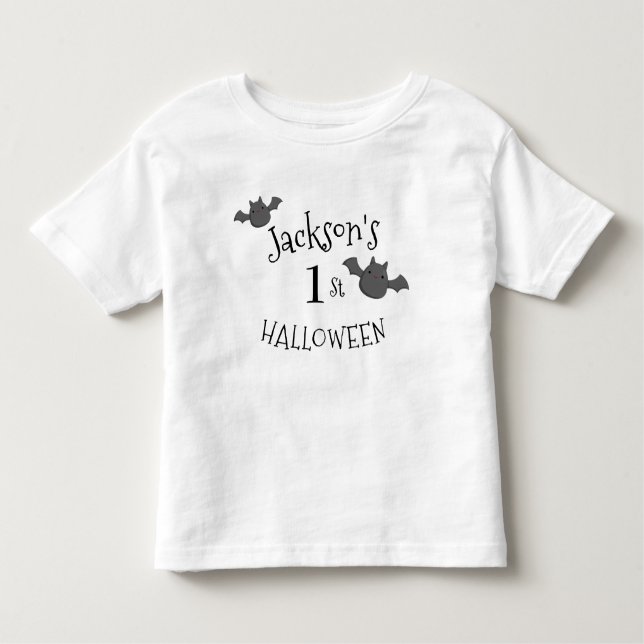Camiseta De Bebé Mi primer Halloween blanco y negro personalizado (Anverso)