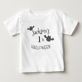 Camiseta De Bebé Mi primer Halloween blanco y negro personalizado