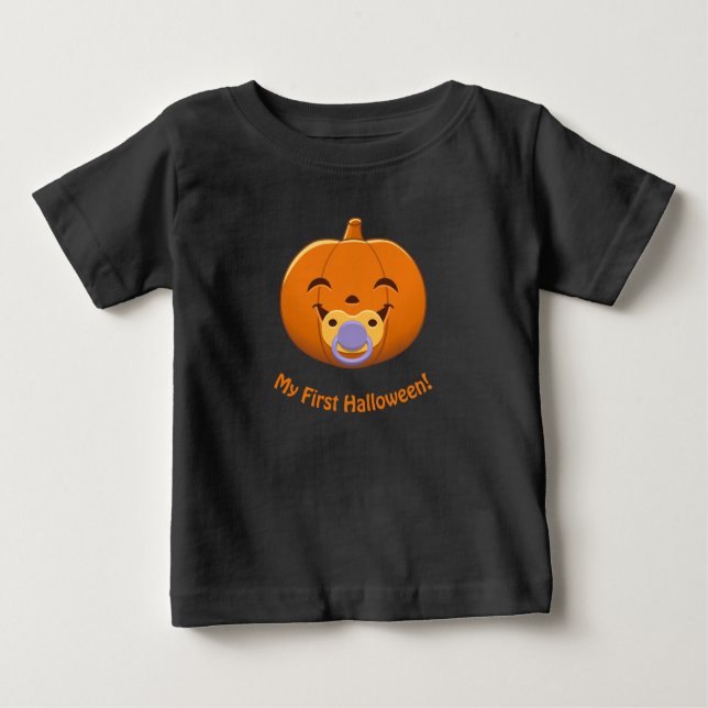 Camiseta De Bebé Mi Primer Halloween Chupete Calabaza (Anverso)