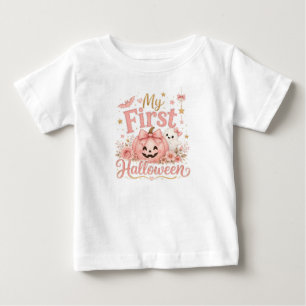 Camiseta De Bebé Mi Primer Halloween Cute Pink Pumpkin Baby Girl T-