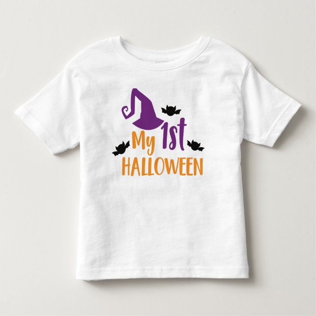 Camiseta De Bebé Mi primer Halloween, Gorra de brujas, Gorra de puñ (Anverso)