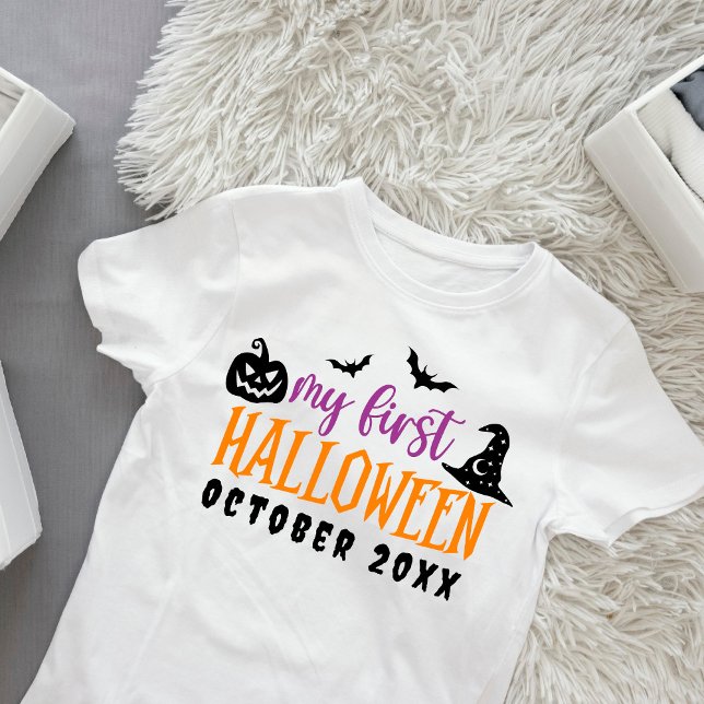 Camiseta De Bebé Mi primer infante lindo de Halloween personalizado (Subido por el creador)