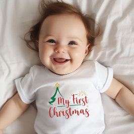 Camiseta De Bebé Mi Primer Navidad Árbol Verde