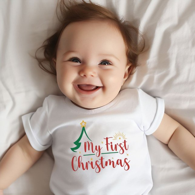 Camiseta De Bebé Mi Primer Navidad Árbol Verde (Subido por el creador)
