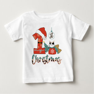 Camiseta De Bebé Mi Primer Navidad Gatito Adorable