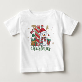 Camiseta De Bebé Mi Primer Navidad Muñeco de Nieve Lindo