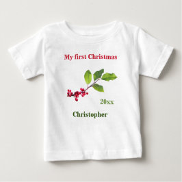 Camiseta De Bebé Mi primer nombre de Navidad, fecha de la berry hol