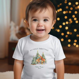 Camiseta De Bebé Mi primer nombre navideño año jirafa cutánea