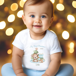 Camiseta De Bebé Mi primer nombre navideño bebé oso árbol de navida