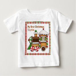 Camiseta De Bebé Mi primer nombre navideño de costumbre tren lindo