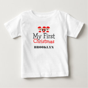 Camiseta De Bebé Mi primer nombre personalizado de bebé de Navidad