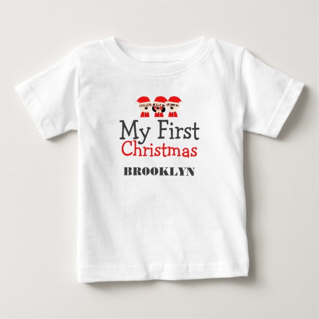 Camiseta De Bebé Mi primer nombre personalizado de bebé de Navidad (Anverso)