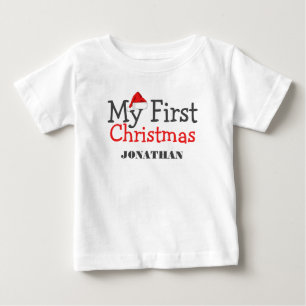 Camiseta De Bebé Mi primer nombre personalizado de bebé de Navidad