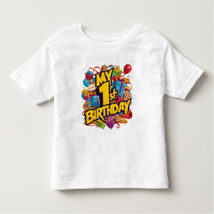 Camiseta De Bebé Mi Primer Pastel De Galletas De Cumpleaños Y Globo
