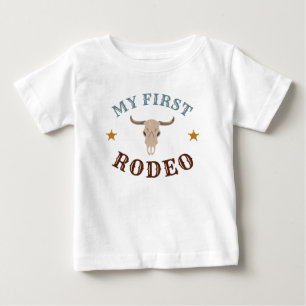 Camiseta De Bebé Mi primer Rodeo Oeste Cowboy primer cumpleaños Azu