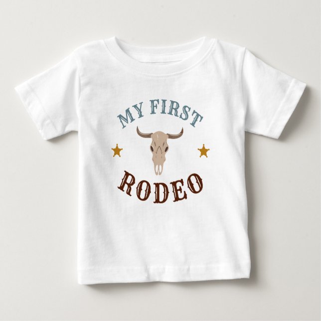 Camiseta De Bebé Mi Primer Rodeo Vaquero Occidental Cumpleaños 1 Az (Anverso)