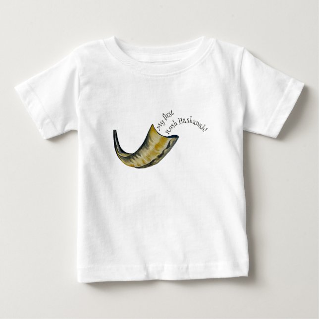 Camiseta De Bebé Mi primer Rosh Hashanah Shofar Baby Shirt (Anverso)