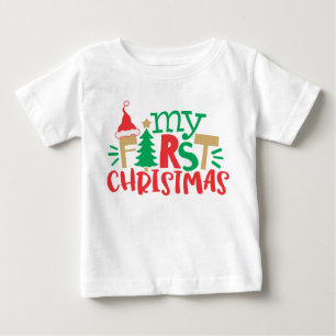 Camiseta De Bebé Mi Primer Sombrero de Santa de Navidad Árbol Rojo 